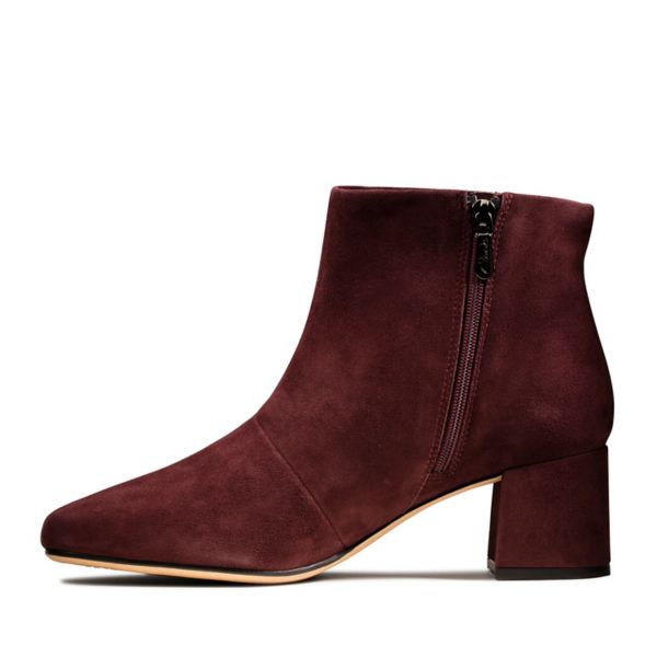 Clarks Womens Sheer Flora Ankle Boots Burgundy | UK-6504918